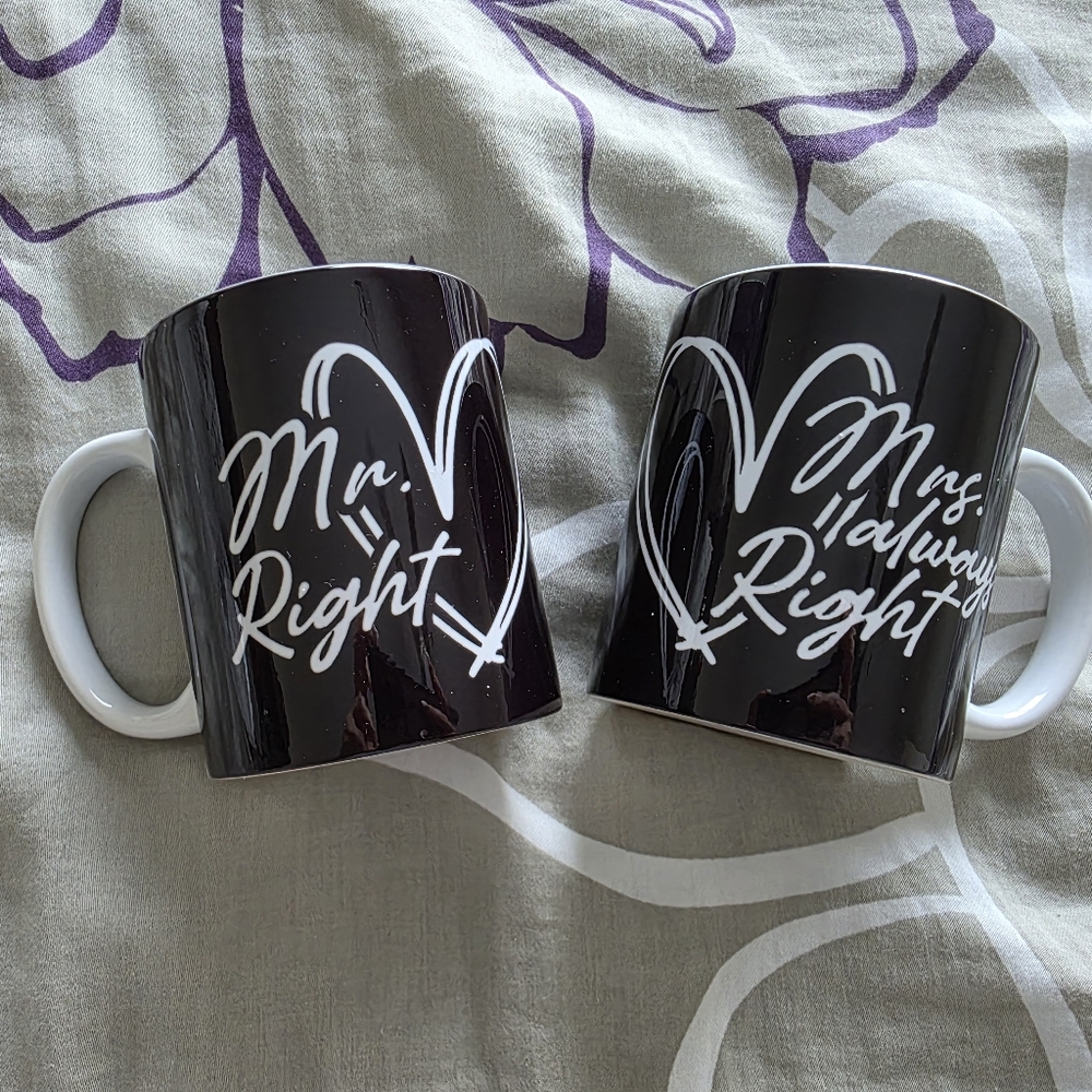 Mr. and Mrs. Right Black Mugs Set